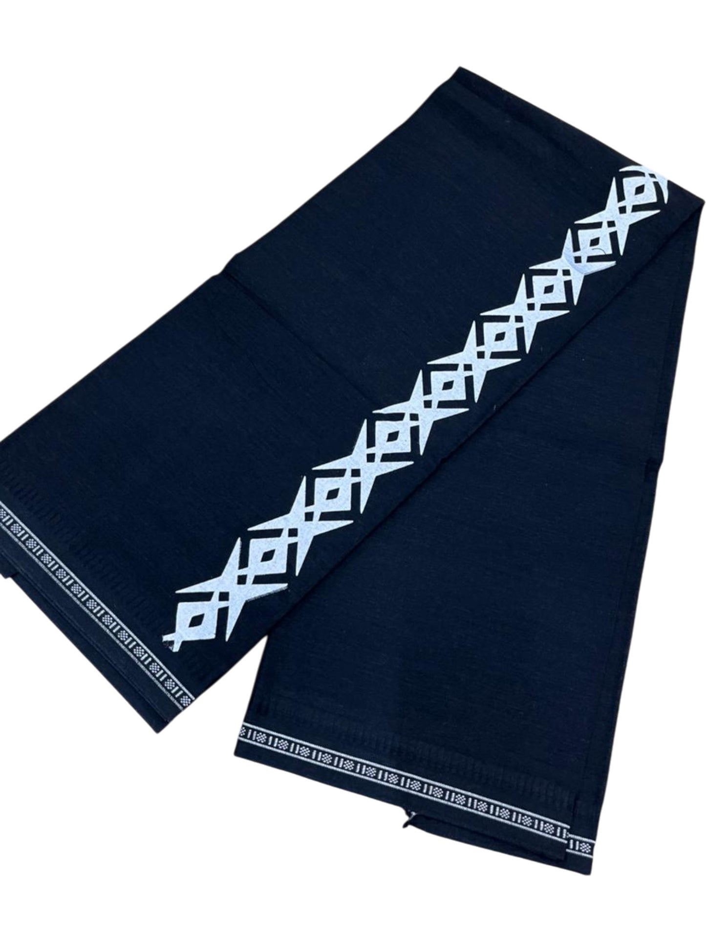 Southloom Black Printed Single Mundu / Otta Mundu / Lungi (South Indian Kerala Dhoti)