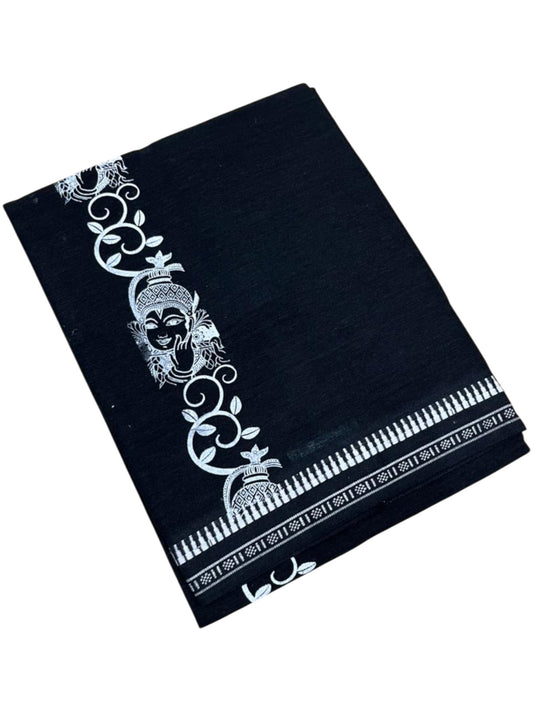 Southloom Black Printed Single Mundu / Otta Mundu / Lungi (South Indian Kerala Dhoti)
