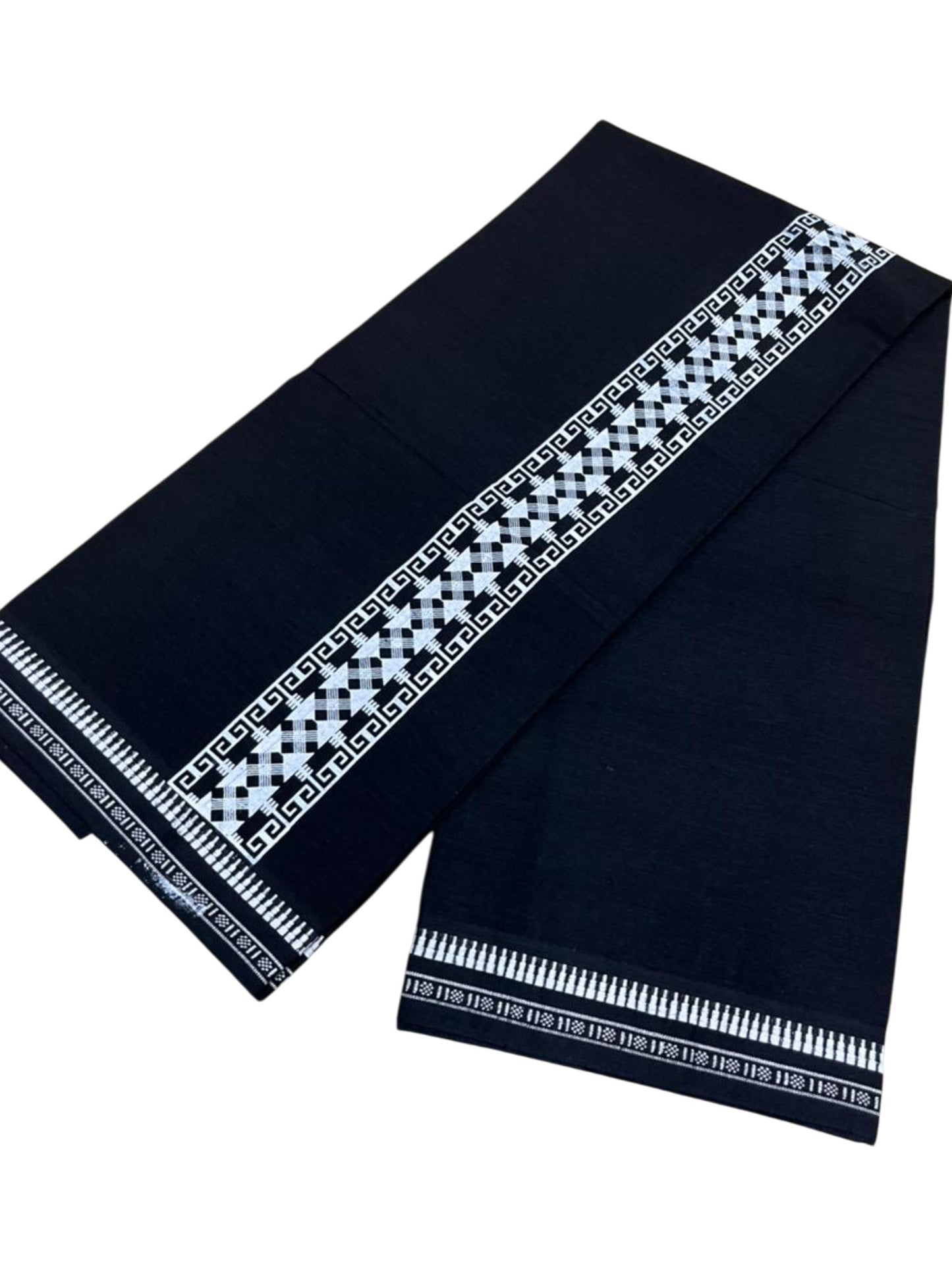 Southloom Black Printed Single Mundu / Otta Mundu / Lungi (South Indian Kerala Dhoti)