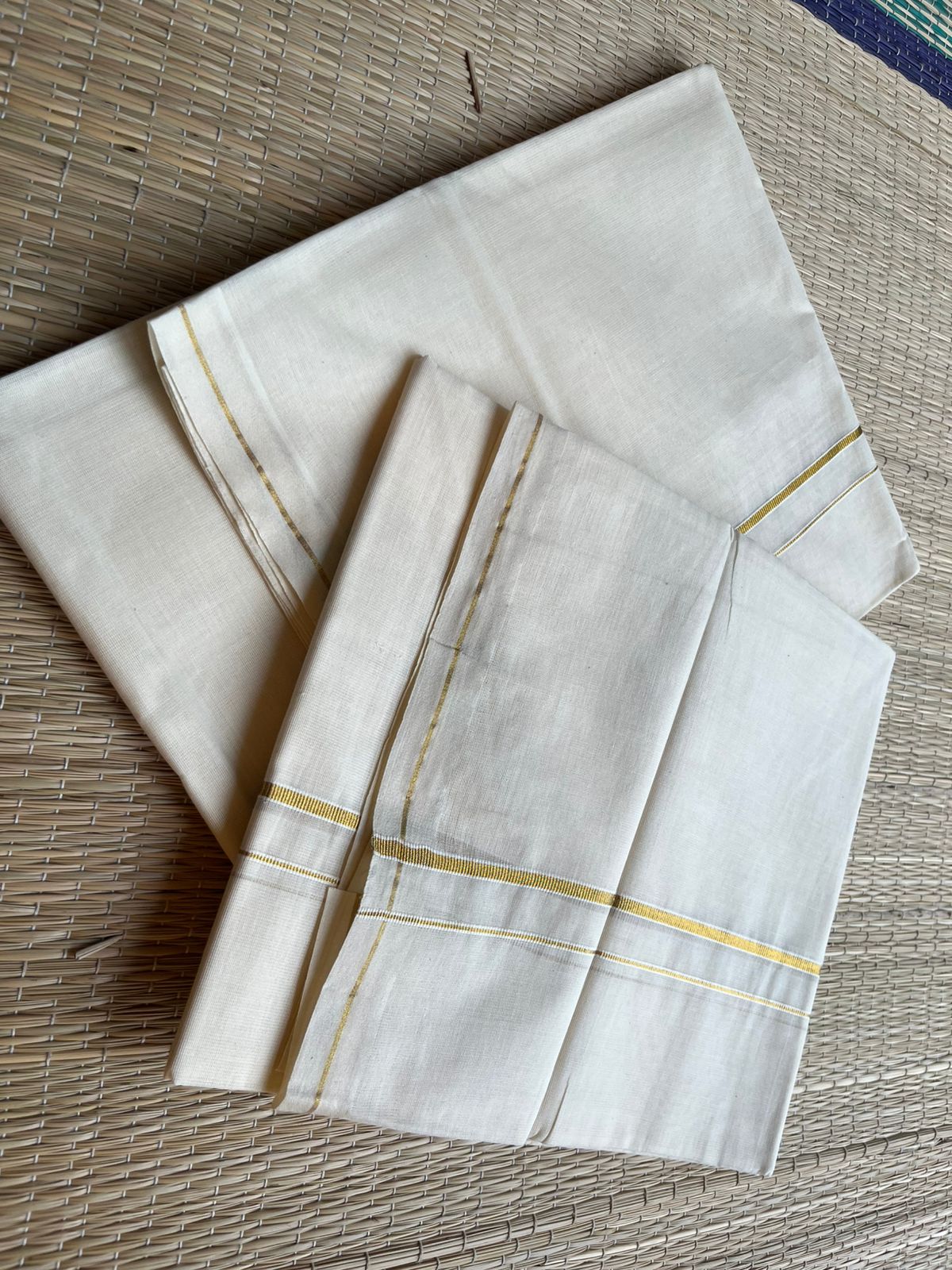Southloom Cotton Set Mundu With Golden Eerkkil Kasavu (2.80 mtrs) SL416