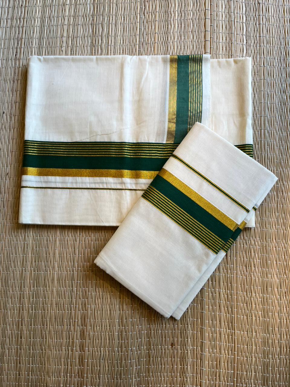 Kerala Cotton Kasavu With Kara Single Set Mundu (2.80 mtrs) SL414
