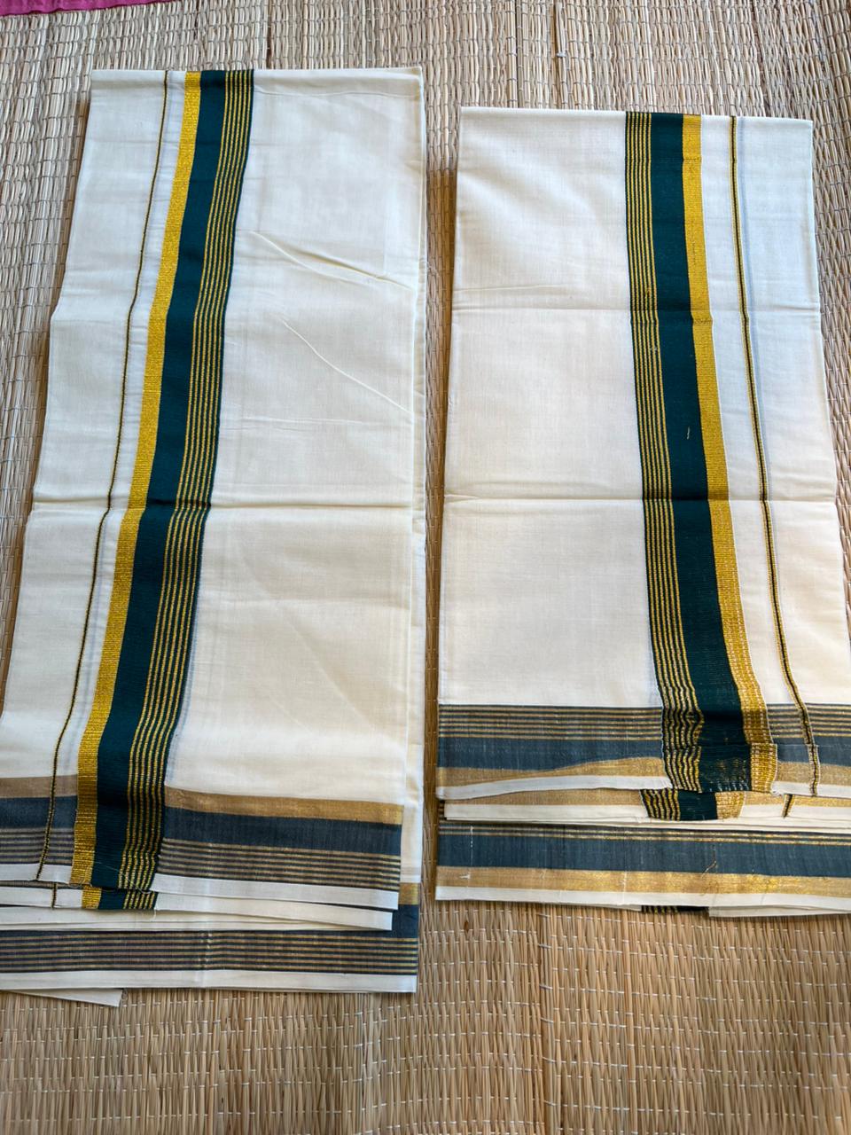 Kerala Cotton Kasavu With Kara Single Set Mundu (2.80 mtrs) SL414
