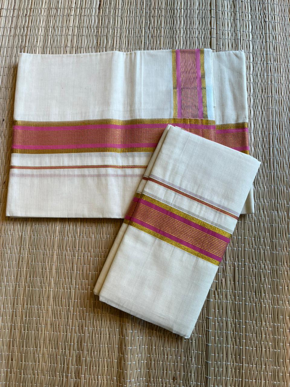 Kerala Cotton Kasavu With Kara Single Set Mundu (2.80 mtrs) SL418