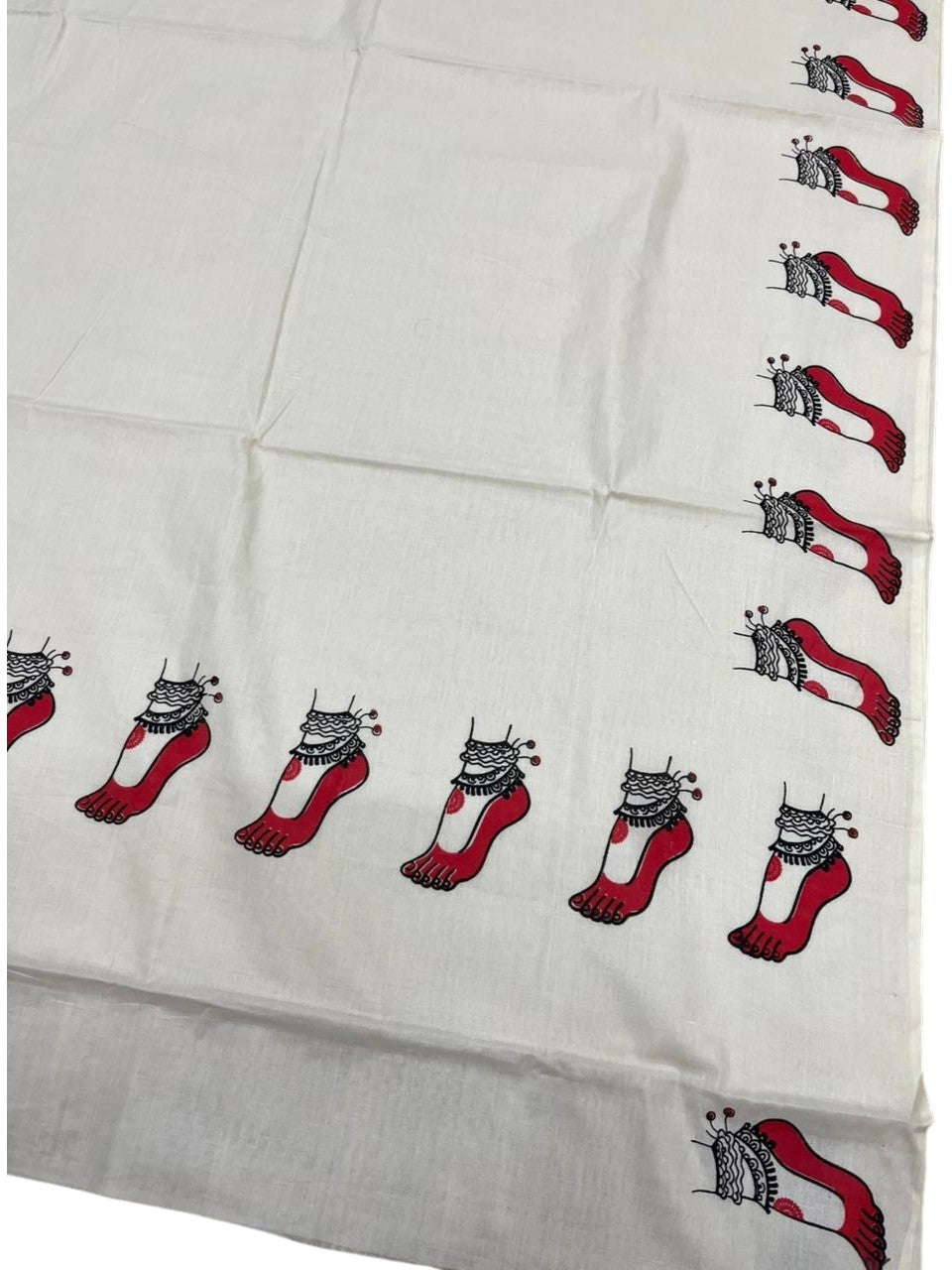 Southloom Cotton Kerala Kasavu Saree with Digital Print on Borders SL477