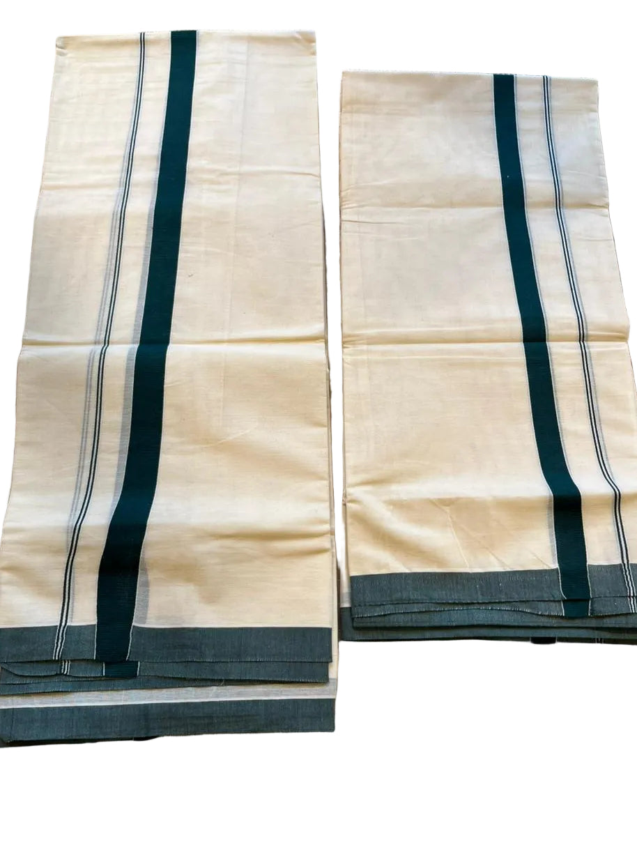 Kerala Cotton Green Kara Set Mundu 2.80 mtrs SL425
