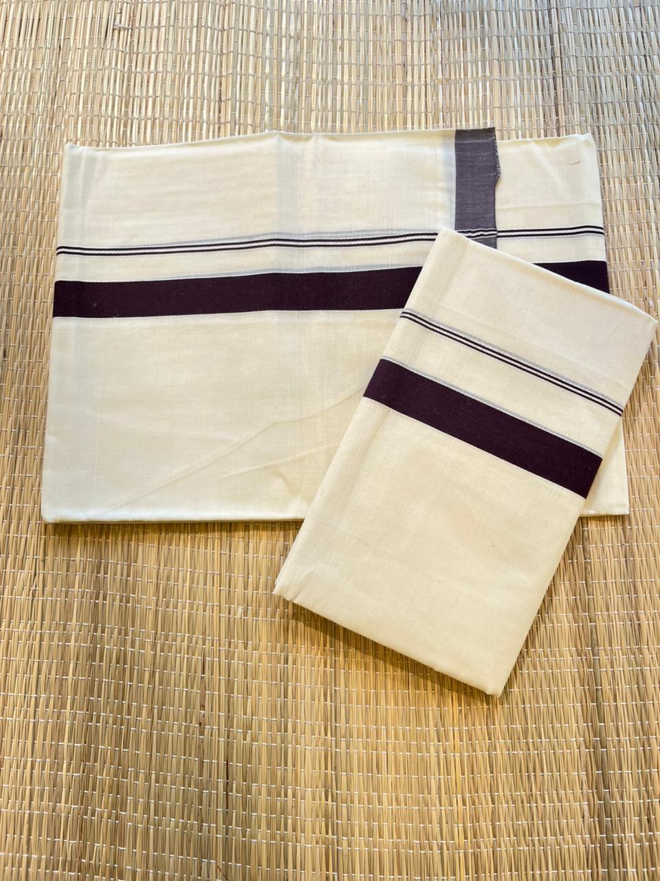 Kerala Cotton Purple Kara Set Mundu 2.80 mtrs SL425