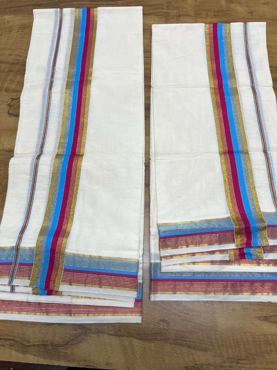 Kerala Cotton Kasavu With Kara Single Set Mundu (2.80 mtrs) SL419