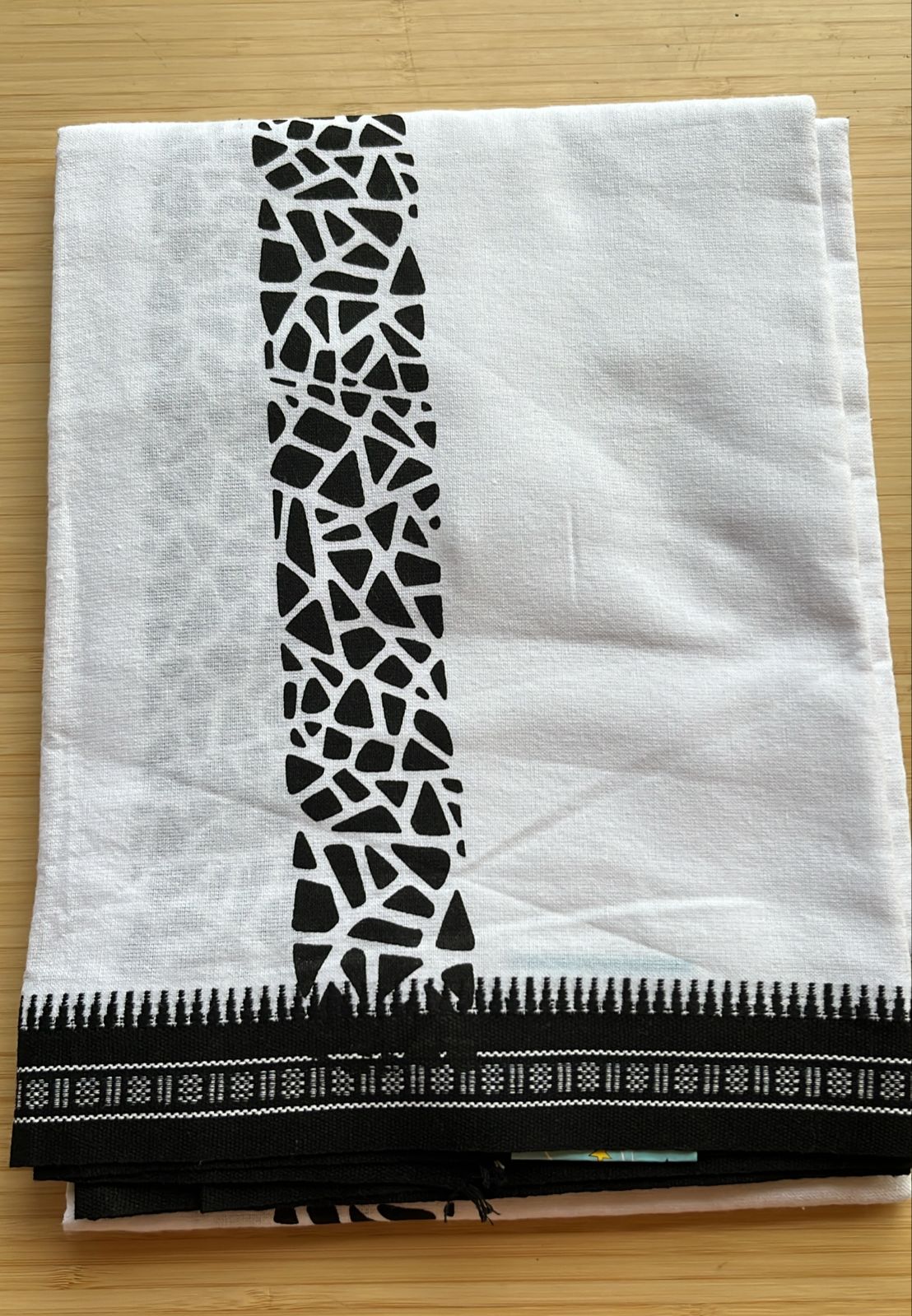 Pure White Single Dhoti With Black Colour Print SL319
