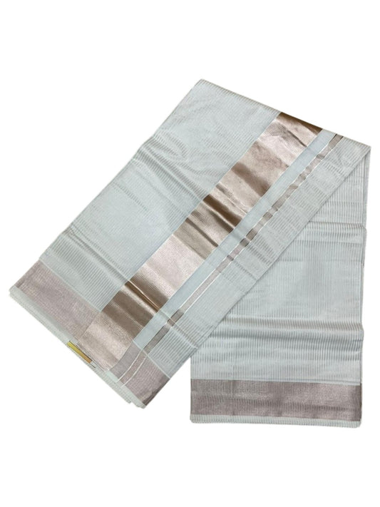 Southloom Kerala Cotton Copper Kasavu Saree with Micro Stripes on Body and Border SL458