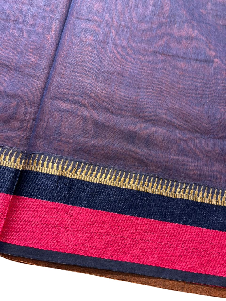 Southloom Maheshwari Cotton Saree With Temple Design on the Body and Borders SL471