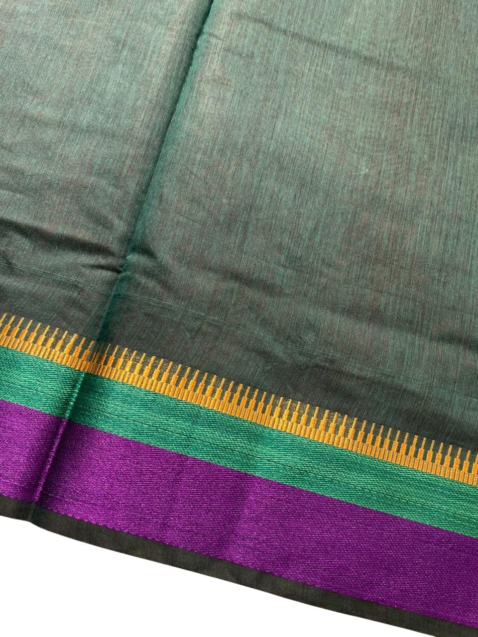 Southloom Maheshwari Cotton Saree With Temple Design on the Body and Borders SL471