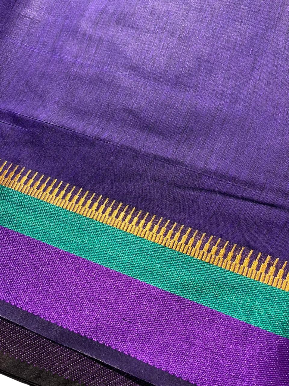 Southloom Maheshwari Cotton Saree With Temple Design on the Body and Borders SL471