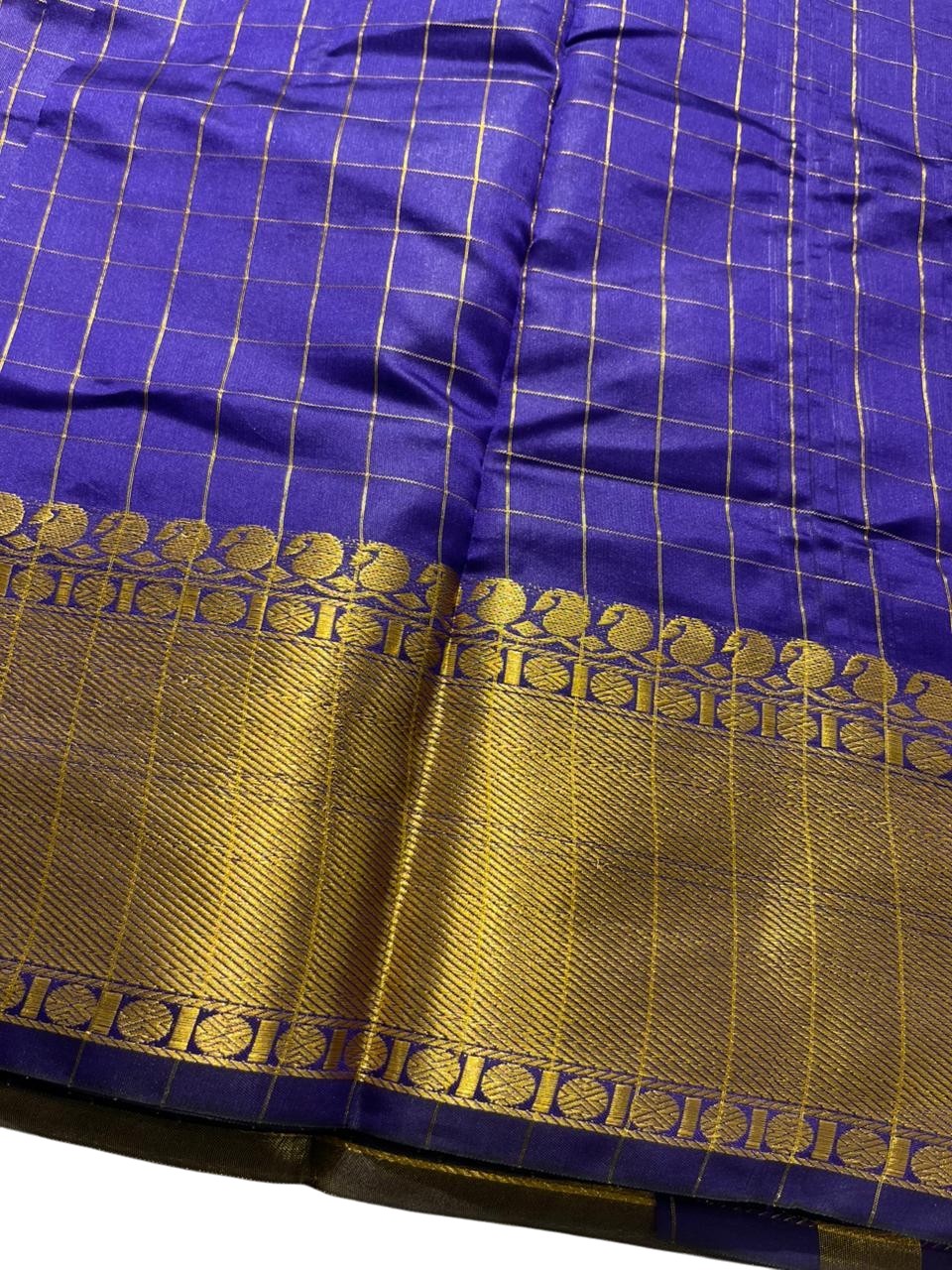 Southloom Kerala Semi Silk Saree With Check Design In Violet
