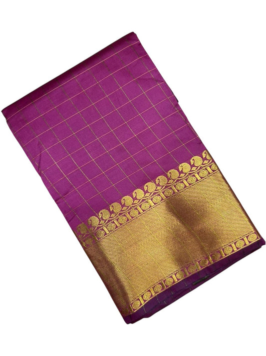 Southloom Kerala Semi Silk Saree With Check Design In Pink