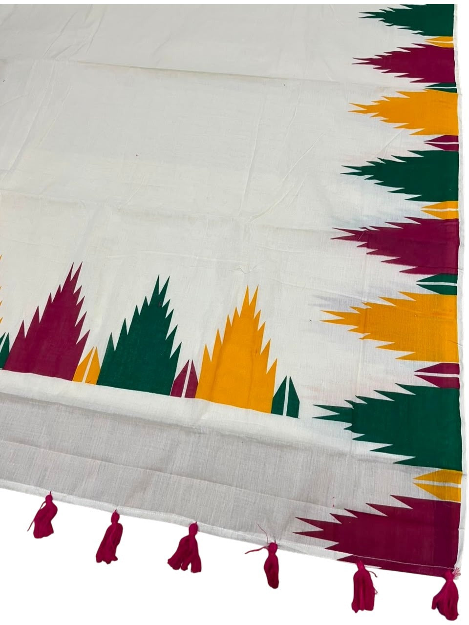 Southloom Kerala Pure Cotton Saree with Temple Design on Body and Borders SL502