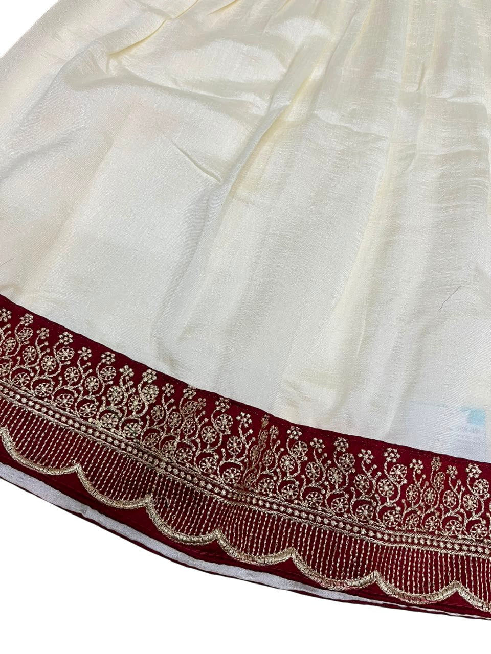 Southloom Stitched Georgette Dhavani Set with Pavada and Maroon Blouse Piece SLKDHAVANI