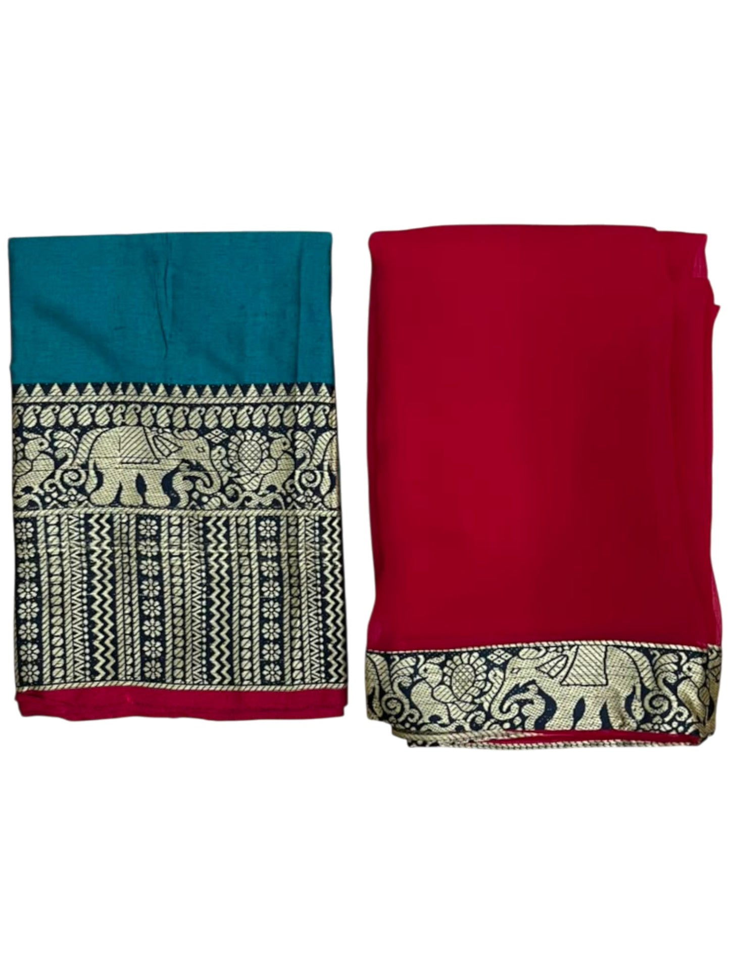 Southloom Semi Stitched Narayanpet Dhavani Set with Pavada and Peacock Blue Blouse Piece SLDHAVANI SL541