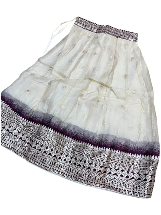Southloom Stitched Organza Dhavani Set with Pavada and Blouse Piece in Purple SLKDHAVANI