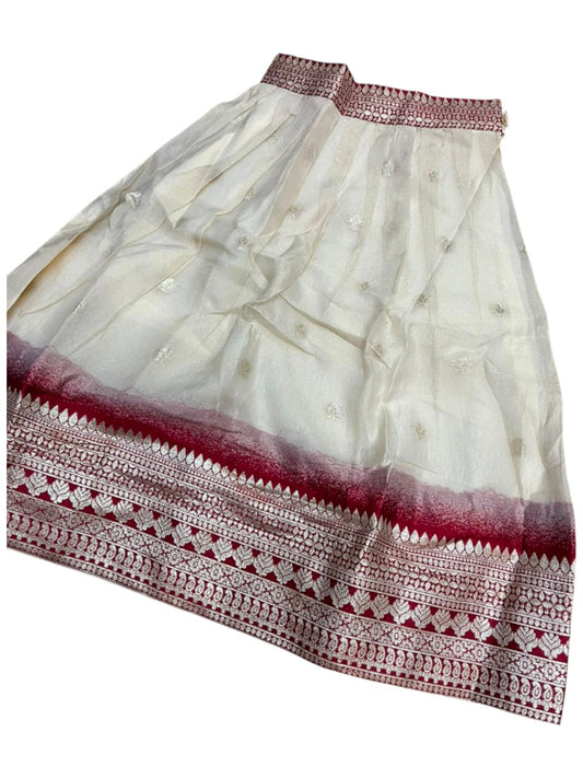 Southloom Stitched Organza Dhavani Set with Pavada and Blouse Piece in Maroon SLKDHAVANI