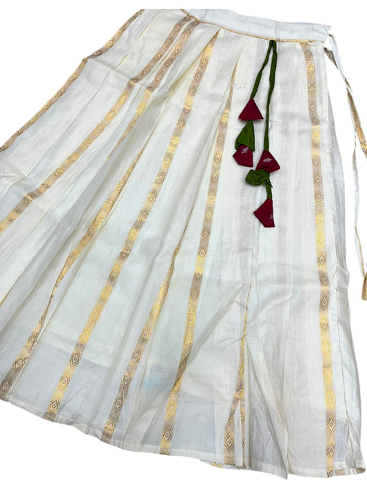 Southloom Kerala Cotton Kasavu Pavada Blouse with for Kids