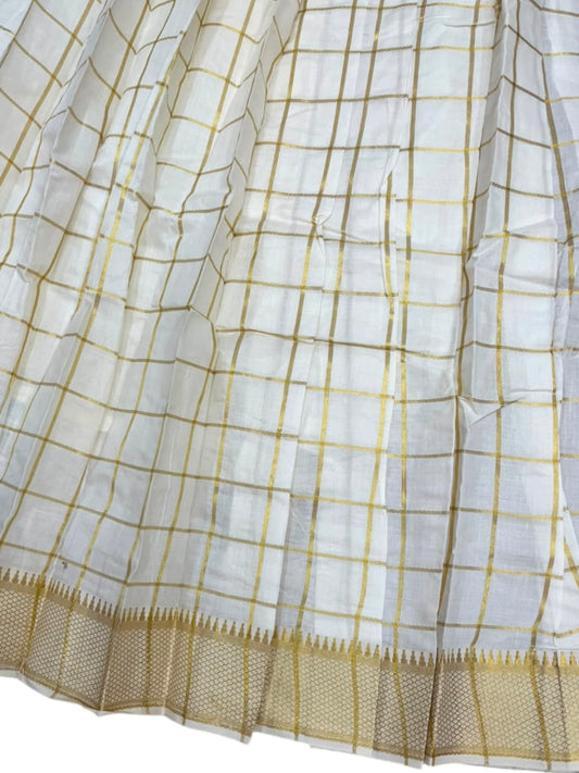Southloom Kerala Cotton Kasavu Pavada Blouse with for Kids