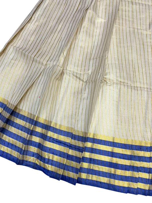 Southloom Kerala Cotton Kasavu Pavada Blouse with for Kids