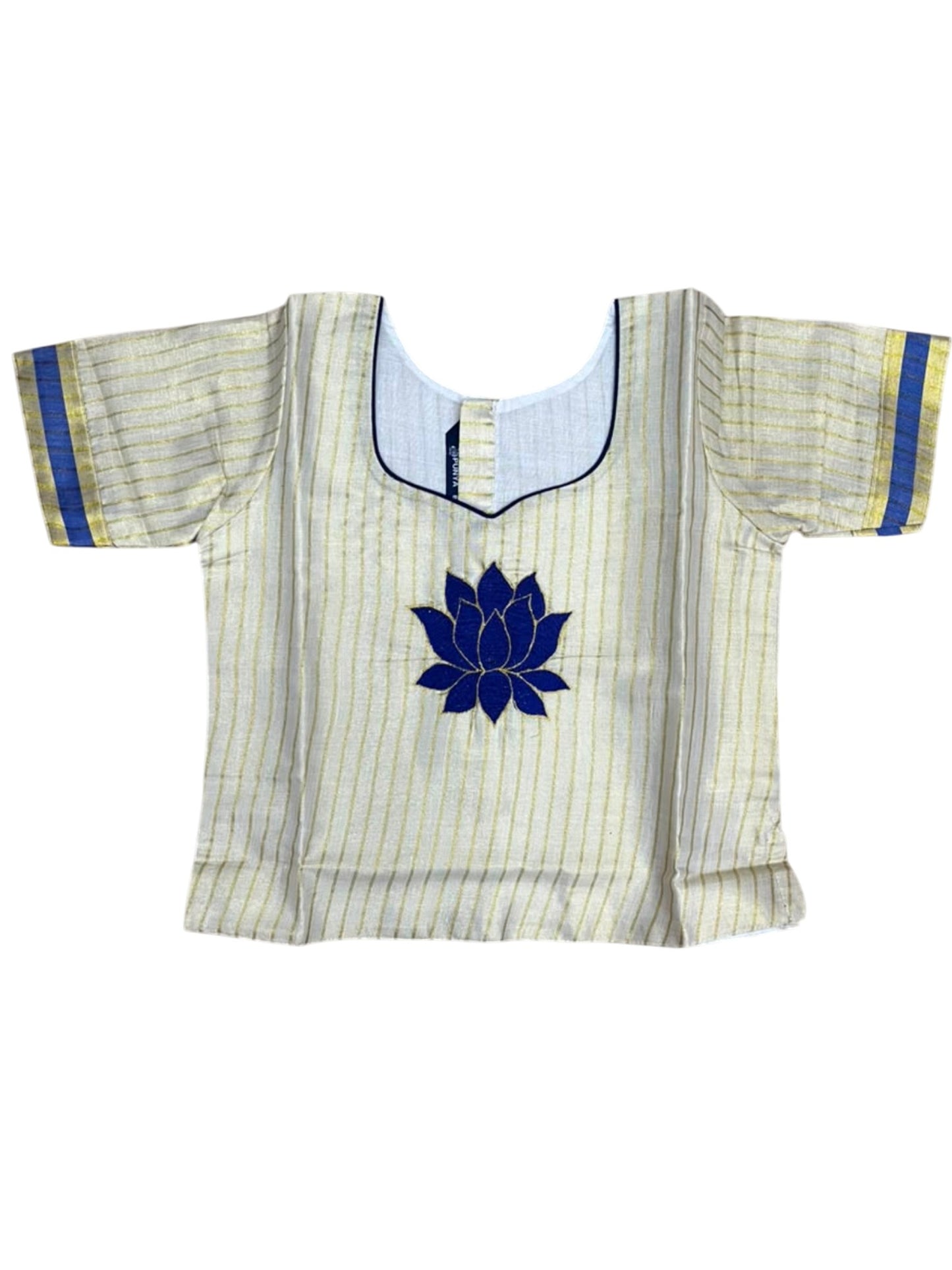 Southloom Kerala Cotton Kasavu Pavada Blouse with for Kids