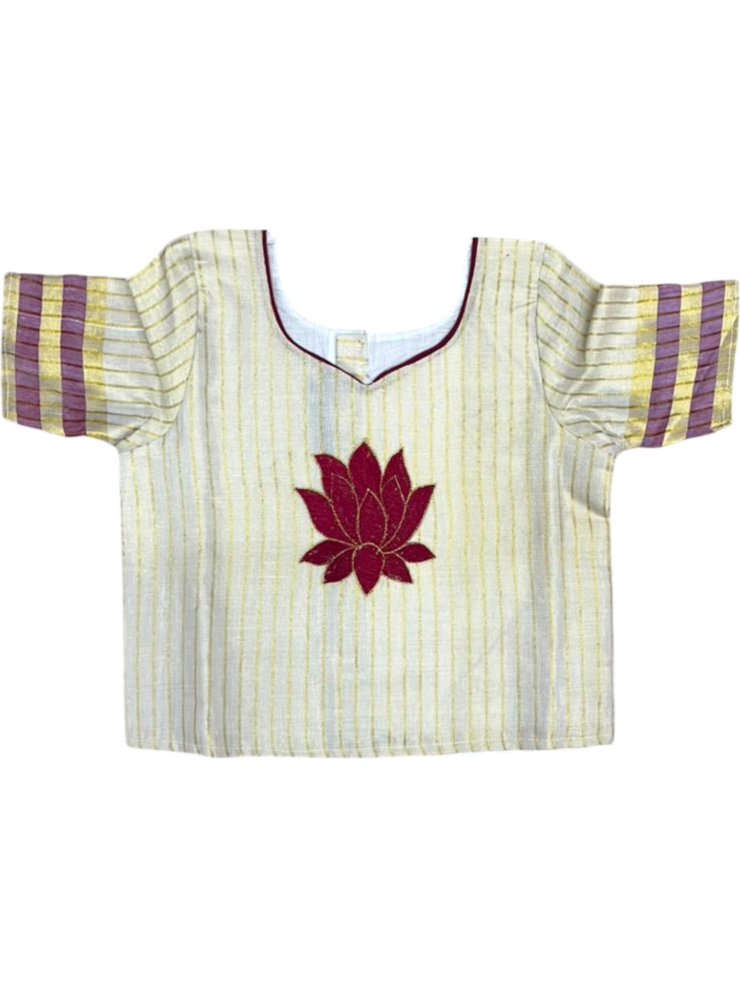 Southloom Kerala Cotton Kasavu Pavada Blouse with for Kids