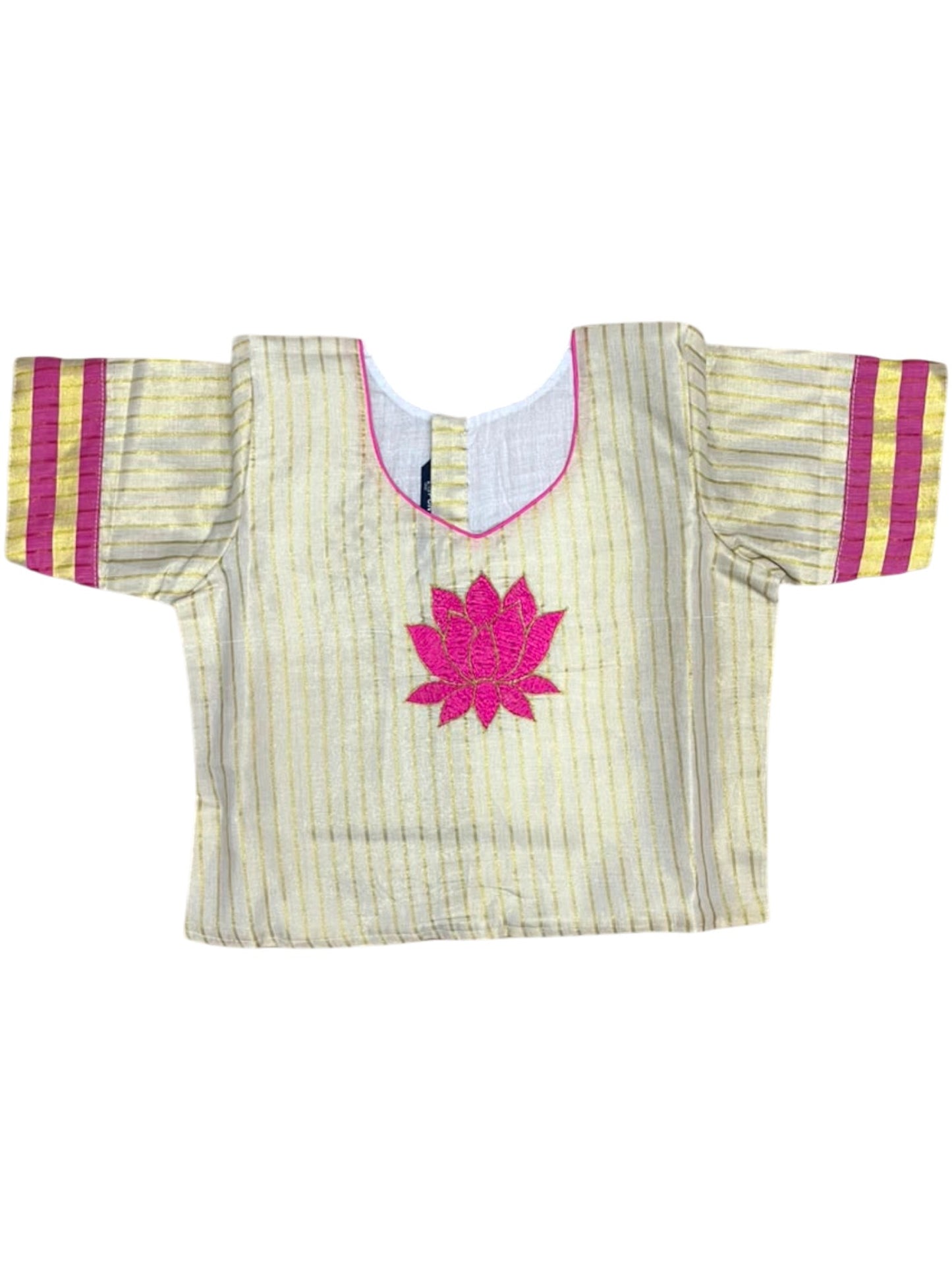 Southloom Kerala Cotton Kasavu Pavada Blouse with for Kids