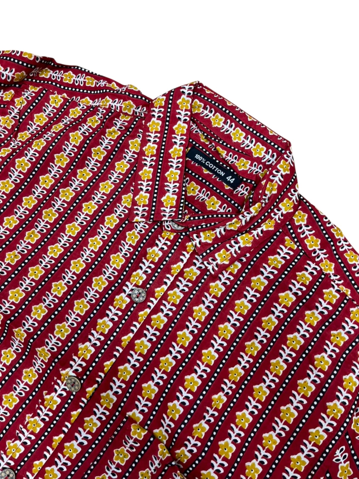 Southloom Jaipur Pure Cotton Block Printed Shirt for Men in Full Sleeve (2XL)