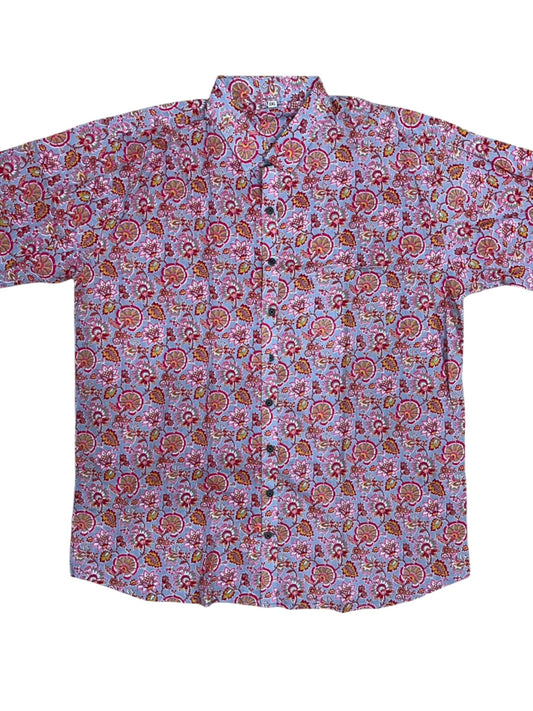 Southloom Jaipur Pure Cotton Block Printed Shirt for Men in Full Sleeve (2XL)