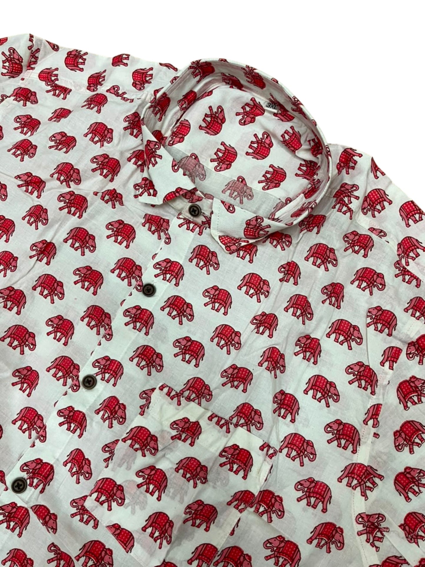 Southloom Jaipur Pure Cotton Block Printed Shirt for Men in Full Sleeve (3XL)