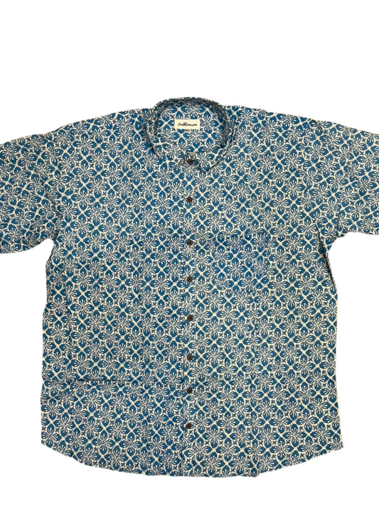 Southloom Jaipur Pure Cotton Block Printed Shirt for Men in Full Sleeve (3XL)