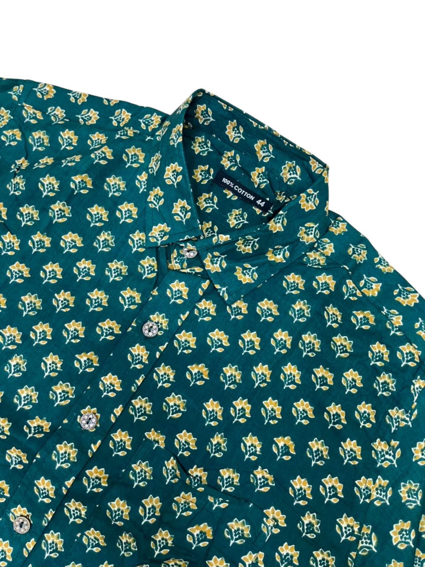 Southloom Jaipur Pure Cotton Block Printed Shirt for Men in Full Sleeve (2XL)