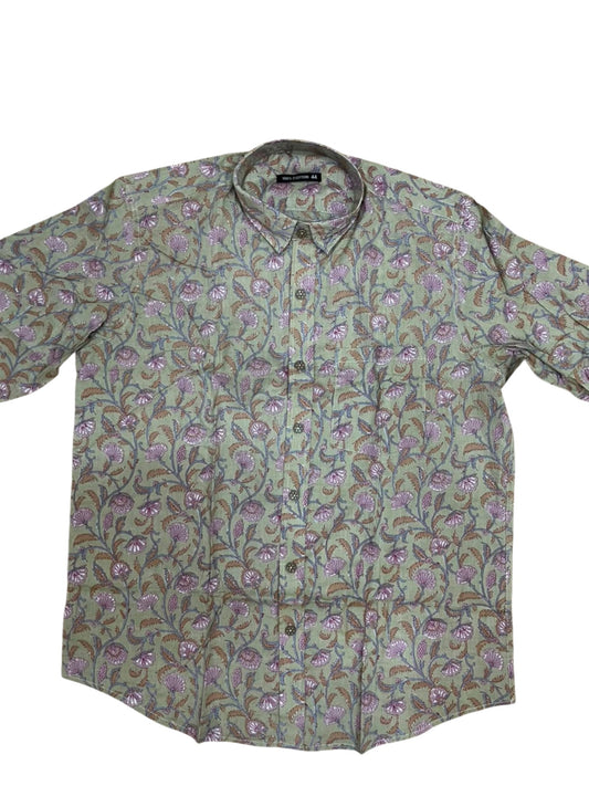 Southloom Jaipur Pure Cotton Block Printed Shirt for Men in Full Sleeve (2XL)