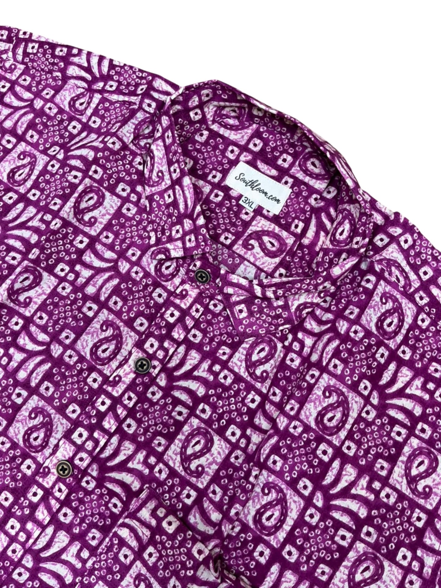 Southloom Jaipur Pure Cotton Block Printed Shirt for Men in Full Sleeve (3XL)