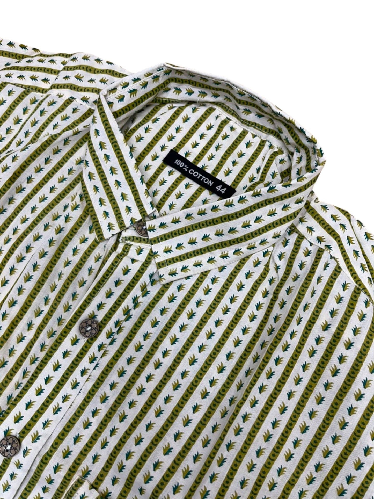 Southloom Jaipur Pure Cotton Block Printed Shirt for Men in Full Sleeve (2XL)