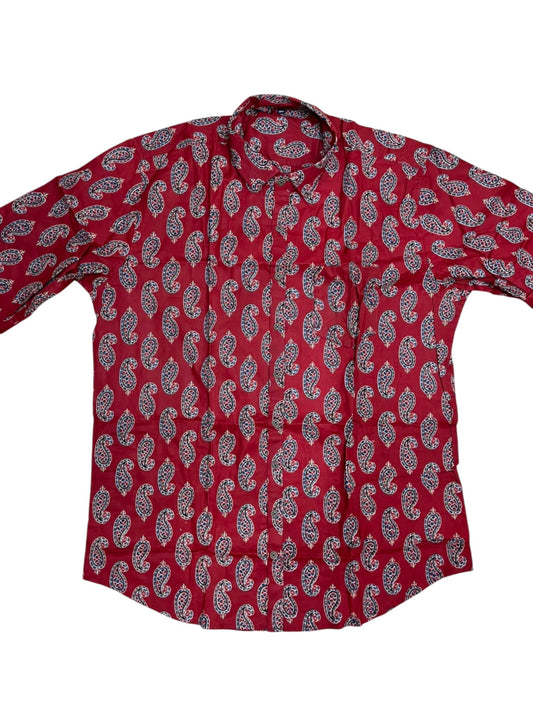Southloom Jaipur Pure Cotton Block Printed Shirt for Men in Full Sleeve (3XL)