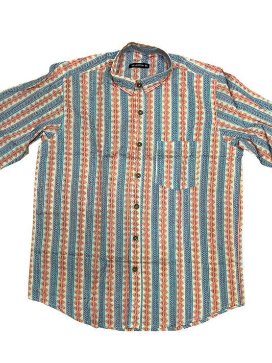Southloom Jaipur Pure Cotton Block Printed Shirt for Men in Full Sleeve (2XL)
