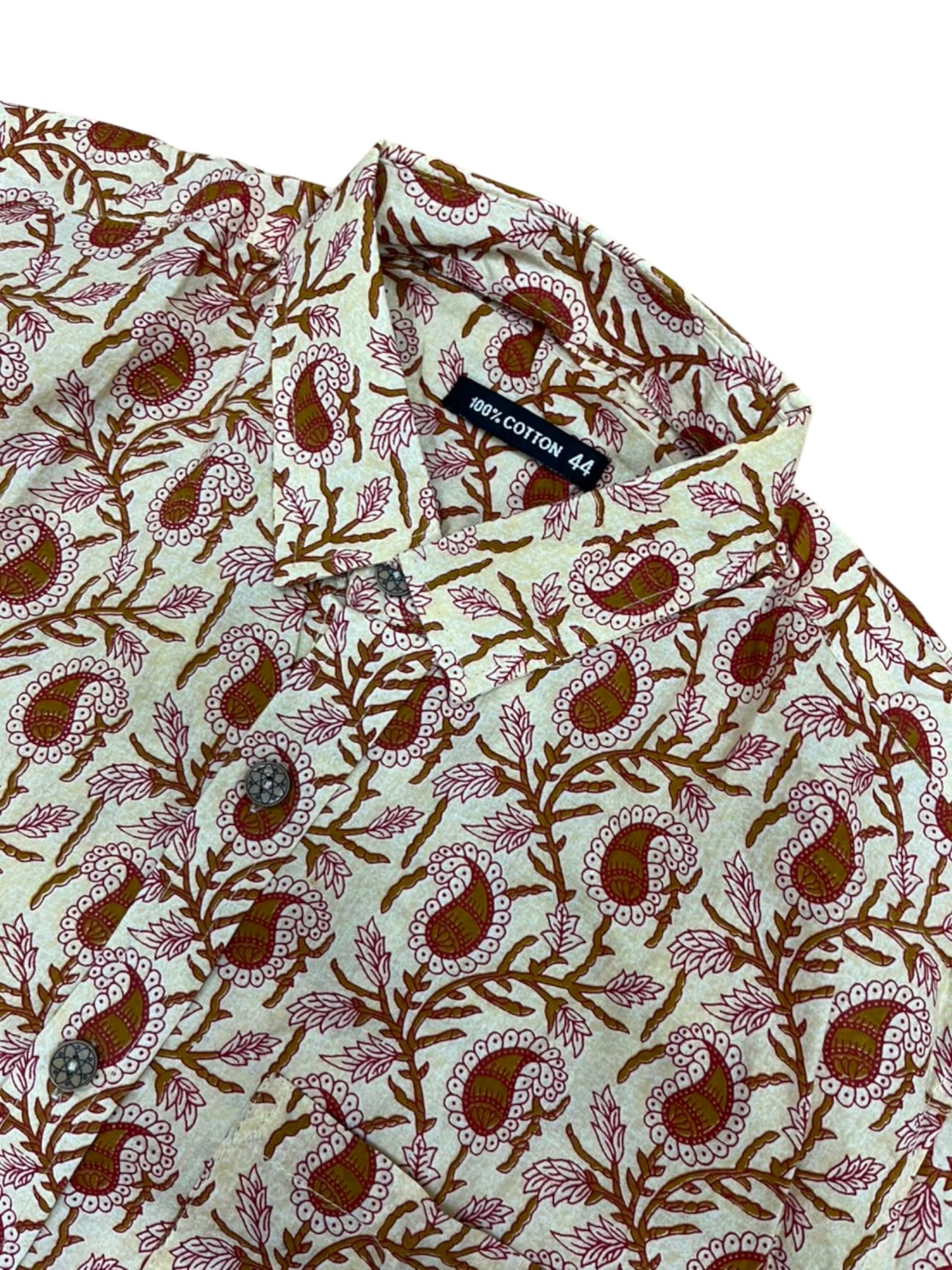 Southloom Jaipur Pure Cotton Block Printed Shirt for Men in Full Sleeve (2XL)