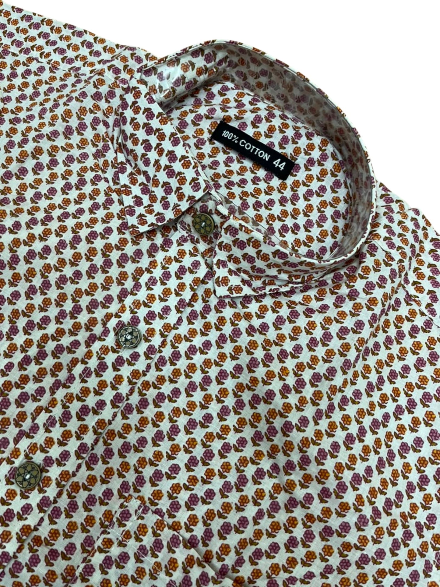 Southloom Jaipur Pure Cotton Block Printed Shirt for Men in Full Sleeve (2XL)