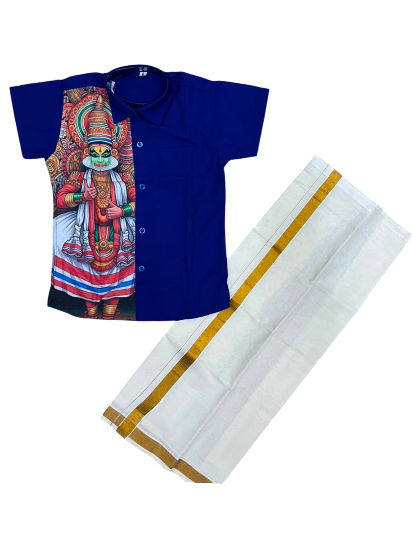 Southloom Cotton Digital Printed Kids's Combo (Shirt + Velcro Mundu) SLKCOMBO