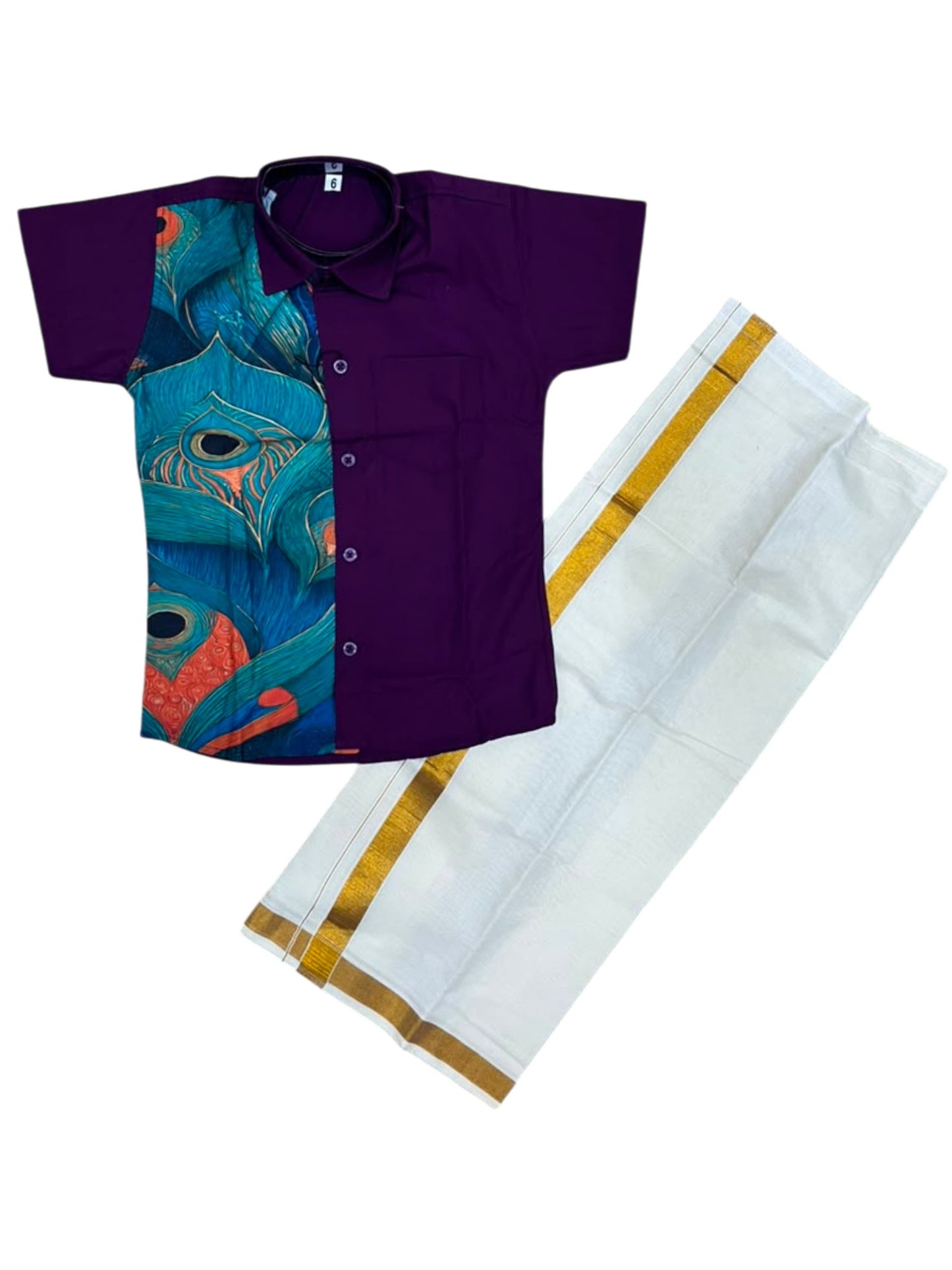 Southloom Cotton Digital Printed Kids's Combo (Shirt + Velcro Mundu) SLKCOMBO