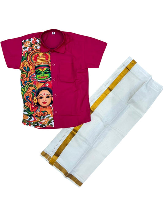 Southloom Cotton Digital Printed Kids's Combo (Shirt + Velcro Mundu) SLKCOMBO