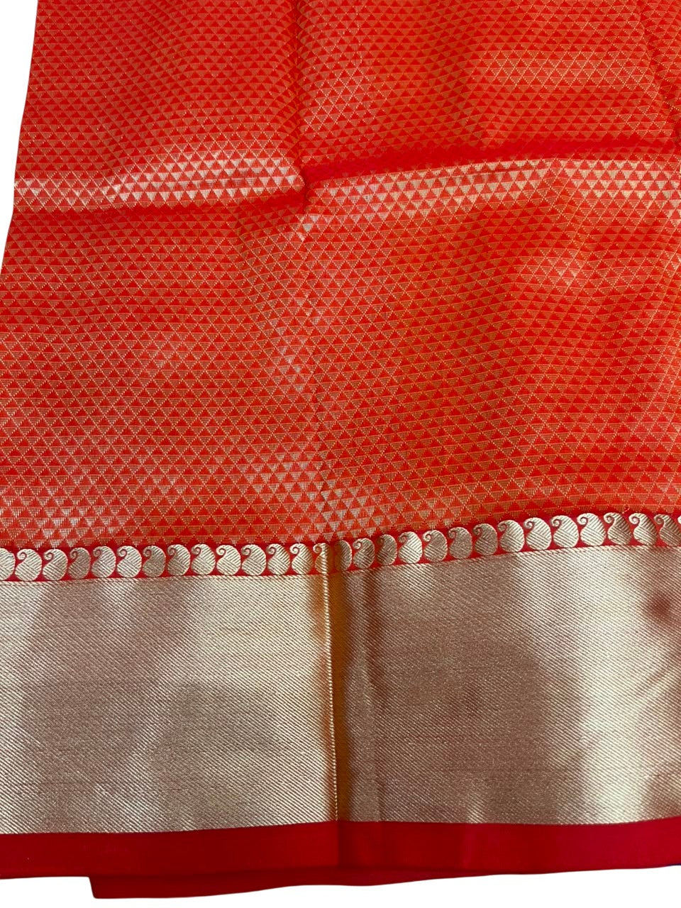 Southloom Silk Saree with Plain Body And Paisley Border in Orange SL552