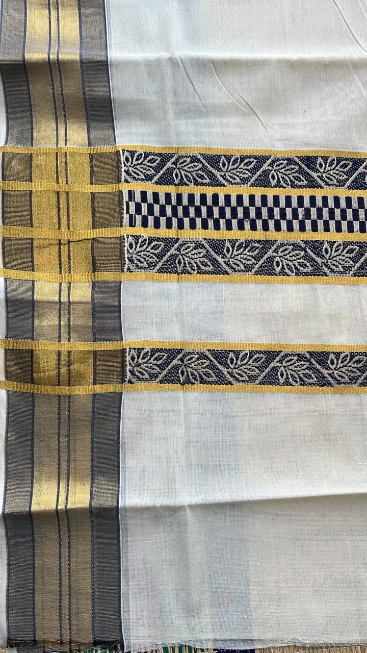 Southloom Kerala Cotton Saree With Rani Pink Borders SL560