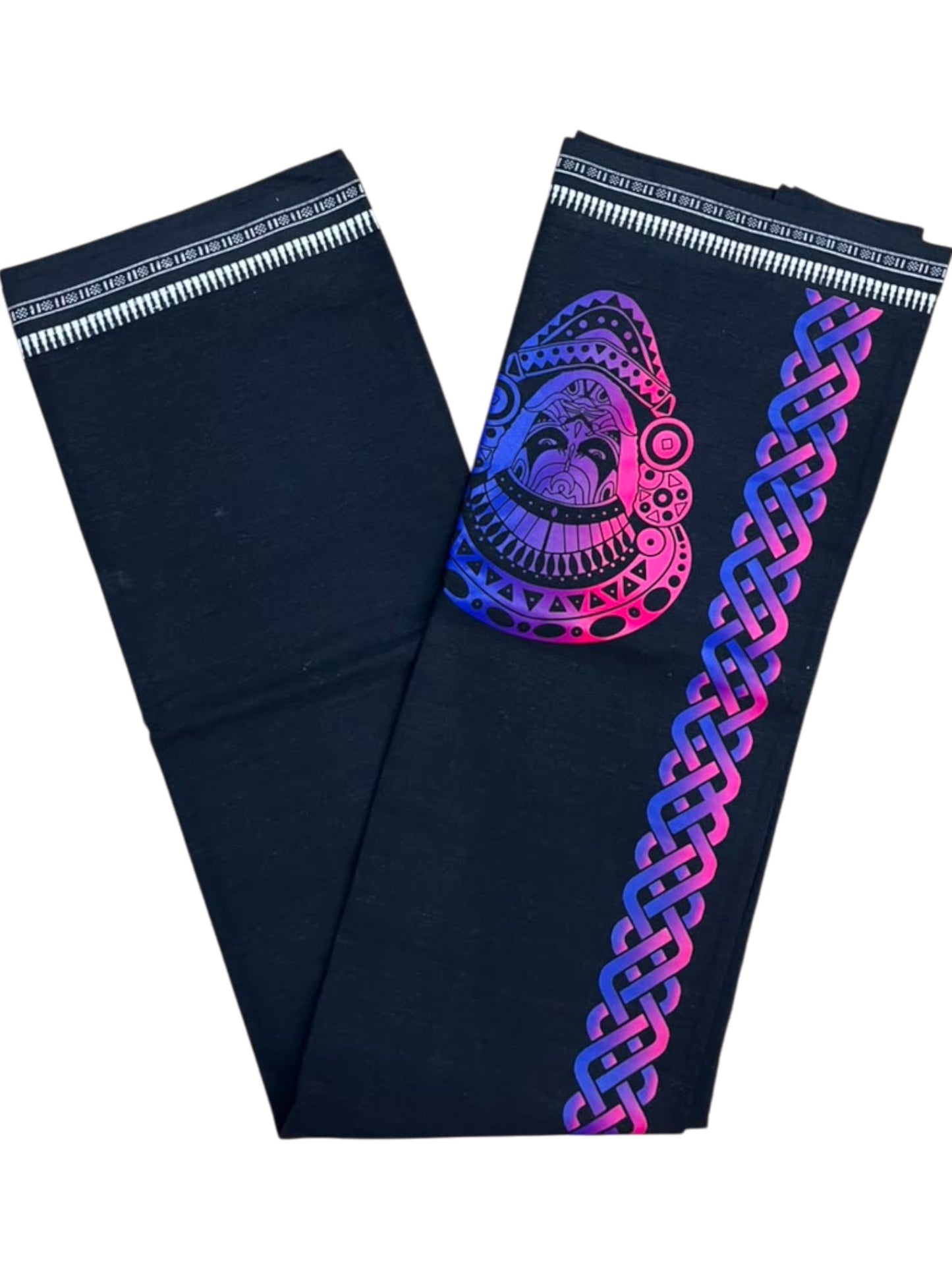 Southloom Black Neon Printed Single Mundu / Otta Mundu / Lungi (South Indian Kerala Dhoti)