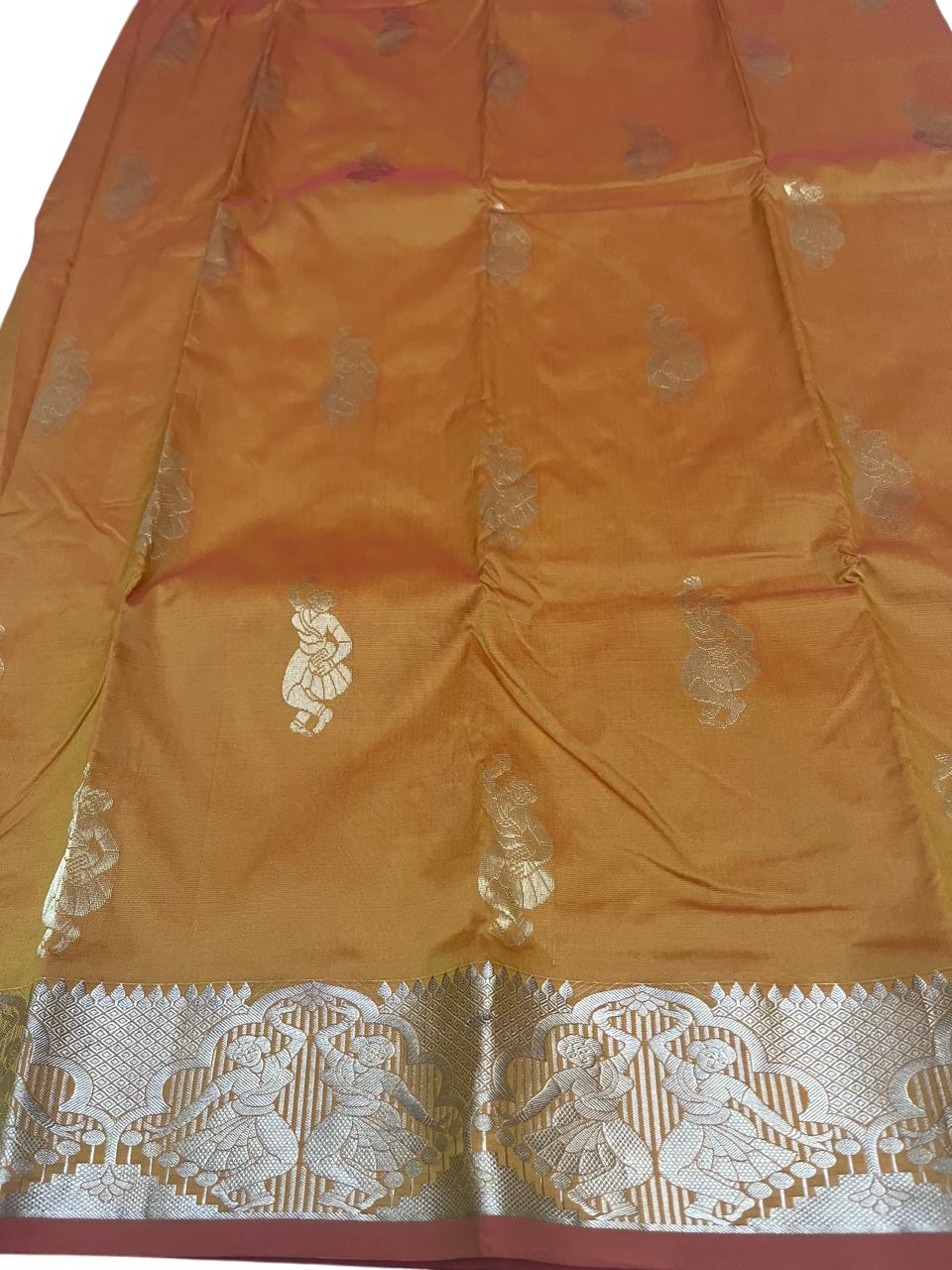 Southloom Silk Saree with Golden Zari Work On Body And Border In Mustrad Yellow SL554