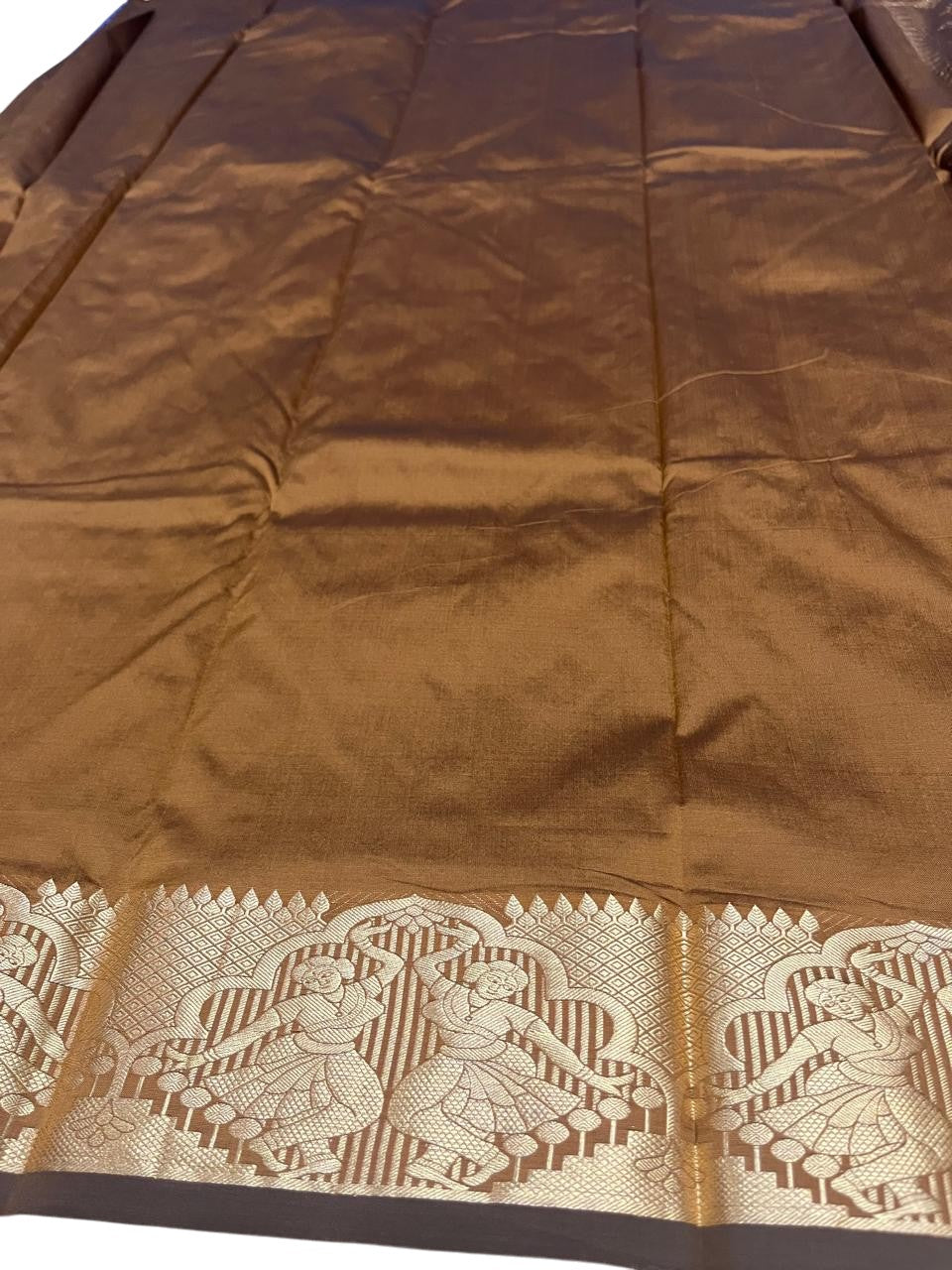 Southloom Silk Saree with Golden Zari Work On Body And Border In Olive Green SL554