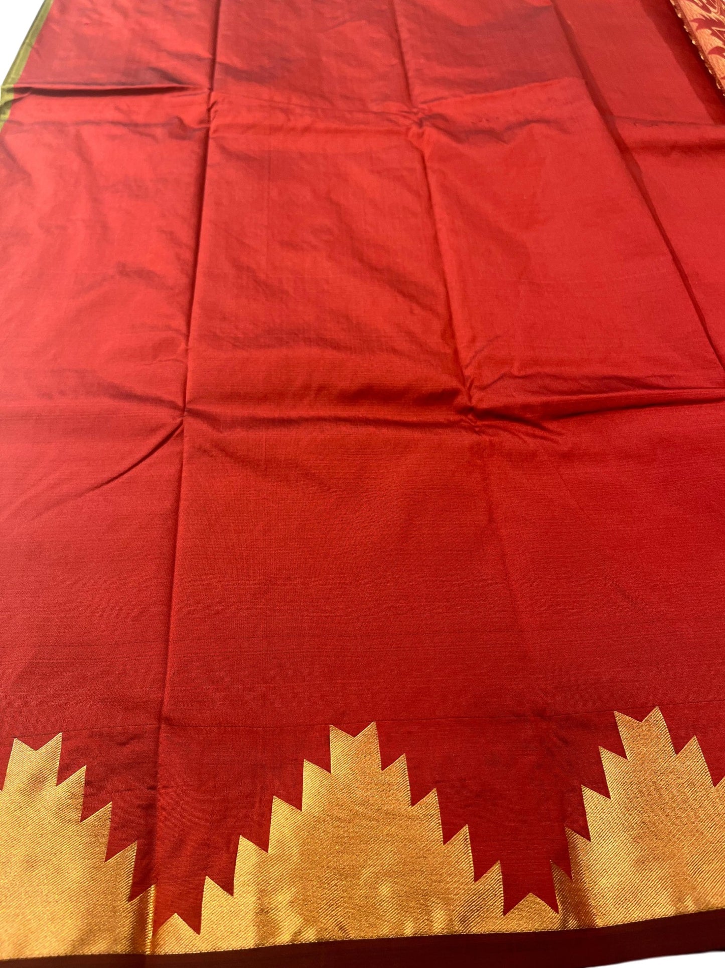 Southloom Silk Saree with Golden Temple Work On Body And Border In Olive Green SL559